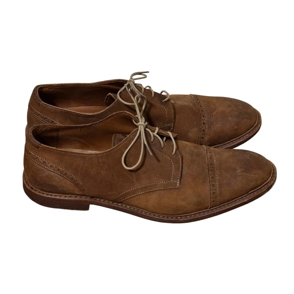 Allen Edmonds Port Washington Men 13 D Shoes Tan Brown Leather Dress Oxford